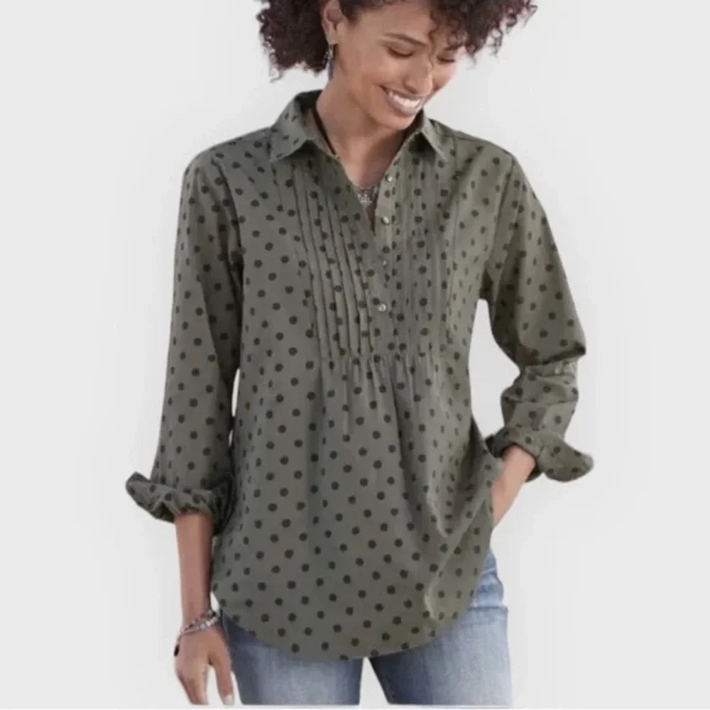 Sundance Grey Polka Dot Cotton Lizbeth Joy Tunic Blouse Size Small 4/6